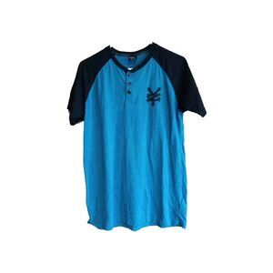 Zoo York Turquoise/Black Baseball Jersey Raglan Jersey Shirt, Men's Size M